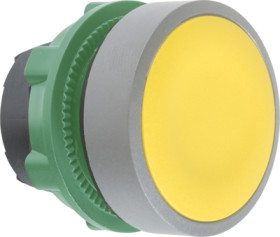 Pushbutton, unlabeled, unlit, latching, waistband round, yellow, front ring light gray, mounting Ø 22 mm, ZB5AH05C0