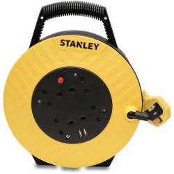 Stanley SXECGJ2OHME SemiEnclosed CableReel 240V 13A 4Socket 2USB 7.5m