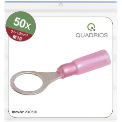 Quadrios 23C520 Ring Terminal 1.5 mm&#xB2; Red 50 Pcs Heat Shrink Tubing