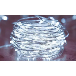 Ozdobny drucik, łańcuch LED 10m, biały zimny 6500K, zasilanie USB