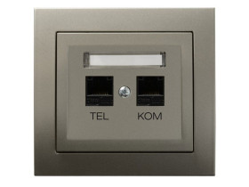 KIER Gniazdo komputerowo-telefoniczne RJ 45 kat.5e (8-stykowe) + RJ 11 (6-stykowe) satyna light GPKT-W/K/45 OSPEL