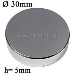 Magnes neodymowy 30x5mm niklowany