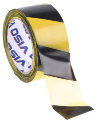 Taśma ostrzegawcza kolor: Czarny/żółty, 50mm x 100m, RS PRO