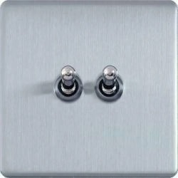 Varilight Włącznik uchylny podwójny Metal steel stal szczotkowana dżwigniowy o 3