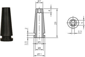 Cable grommet, L 29 mm, TPE, black, 01460230010