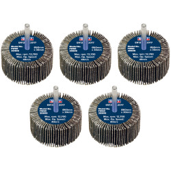Sealey FW6030ASS 60 x 30mm Abrasive Flap Wheel on 6mm Shaft Assorted Grit - PK 5