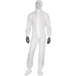 Kombinezon z kapturem z włókniny deltatek 5000 gumka w talii kostkach i nadgarstkach kolor biały rozmiar M CORP DT117TM