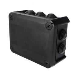 Puszka hermetyczna 150x115x65mm natynkowa z dławikami bezhalogenowa, odporna na UV,dekiel przykręcany czarny IP66