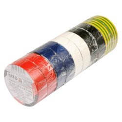 Zestaw taśm elektroizolacyjnych PVC 19 mm×20 m×0.13 mm, 10 szt., mix kolorów - YATO YT-8173