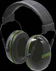 2630010 uvex earmuffs, black/green SNR 30 dB, size L, M, S
