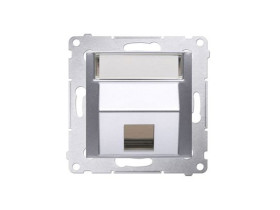 SIMON 54 Pokrywa gniazdo teleinformatyczne srebrny mat na Keystone skośna pojedynczym z polem opisowym DKP1S.01/43 KONTAKT SIMON