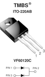 VF60120C Dual High-Voltage Trench MOS Barrier Schottky Rectifier Ultra Low VF = 0.41 V at IF = 5 A