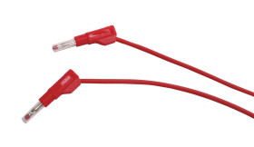 PPS2-B050-R Przewód pom. 2x wtyk banan bezp. 4mm 0,5m 20A CAT II 600V SILIKON czerwony