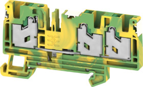 Protective conductor terminal, snap-in, 0.75-4.0 mm², 3 pole, 8 kV, green/yellow, 2874980000