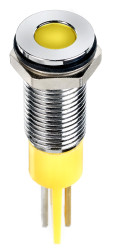 Lampka kontrolna do montażu panelowego 24V dc, Żółta 8mm LED Chrom Faston, oczko lutownicze RS PRO
