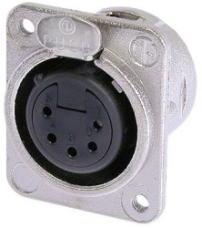 XLR panel socket, 5 pole, silver-plated, 1.0 mm², AWG 18, zinc die casting, NC5FDM3-L-1