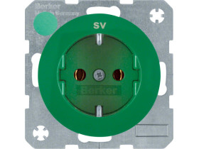 R.1/R.3 Gniazdo pojedyncze z uziemieniem schuko z nadrukiem zielony 47432003 HAGER