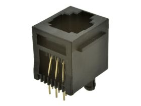 Gniazdo; RJ12 6p6c; 9607-6613u; przewlekany (THT); proste; pionowe; czarny; zatrzaskowe; RoHS