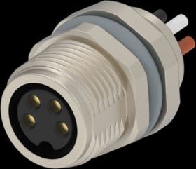Panel socket, M8, 4 pole, strand connection, screw locking, straight, T4071017041-001