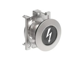 Metalowa głowica lampki fi30mm przezroczysta z symbolem niebezpieczne napięcie LPFL1187