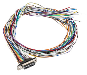 Złącze D-Sub 25-pinowe Męski Kątowe Montaż na kablu raster 1.27mm Złoto