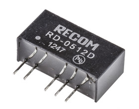 Przetwornica DC-DC, 2W, Uwe 4,5 → 5,5 V DC, Uwy ±12V dc, Iwy ±84mA, Recom