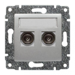 VENA Gniazdo antenowe podwójne TV aluminium 514056