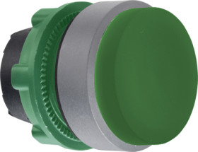 Pushbutton, unlabeled, unlit, groping, waistband round, green, front ring light gray, mounting Ø 22 mm, ZB5AL3C0