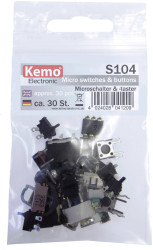 Mikroprzełącznik, zestaw S104 Kemo chwilowy 30 części