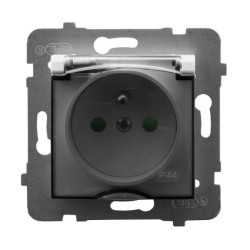 ARIA Gniazdo bryzgoszczelne z/u IP44 z przesłonami torów prądowych wieczko przezroczyste biały GPH-1UZP/m/00/d