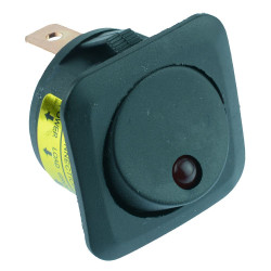 Green Dot illuminated Circular Rocker Switch SPST 12V