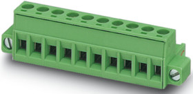 Socket header, 3 pole, pitch 5 mm, straight, green, 1912087