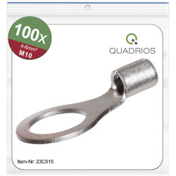 Quadrios 23C515 Ring Terminal 6mm² 10.5mm Ø Non-Insulated 100 pcs
