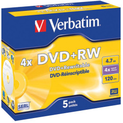 Verbatim 43229 DVD&#x2B;RW Matt Silver 4x 4.7GB - Pack Of 5