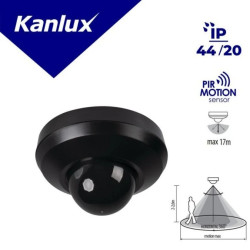 Czujnik ruchu 3XPIR SENTO-O-WT-B/B 2000VA Ø11 max 17m 360 st. IP44/20 IIkl. nastropowy/podstropowy czarny 26822