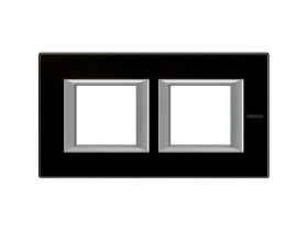 AXOLUTE Ramka 2 podwójna prostokątna pozioma 2X2 moduły czarne szkło HA4802M2HVNN LEGRAND