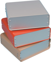 Die-cast aluminum enclosure, (L x W x H) 180 x 250 x 65 mm, light gray (RAL 7035), IP50, 2008.0435 M