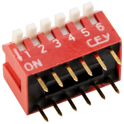 R-TECH 800033 DIL Switch, Piano Key 6-way 12-pin