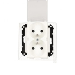 KONTAKT-SIMON 55 Gniazdo podwójne 2P+Z IP44 z klapką transparentną i uszczelką biały mat