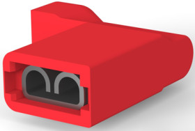 Insulated flat plug sleeve, 4.75 x 0.51 mm, 0.32 to 0.82 mm², AWG 22 to 18, brass, tin-plated, red, 2-520335-2