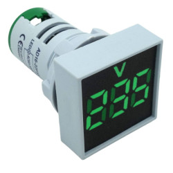Kontrolka LED Voltomierz zielony 22mm 60-500VAC kwadrat miernik napięcia