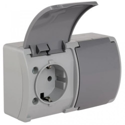 Koala Gniazdo podwójne SCHUKO n/t IP44 popiel z klapk.grafit VG 182-08 61.399