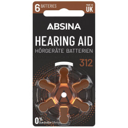 Absina 401023 Hearing Aid Battery ZA 312 1.4 V Zinc Air 6 pieces