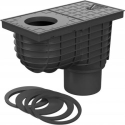 Osadnik rynny rynnowy czyszczak dolny studzienka czarny odpływ 110mm.