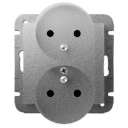 CARLA Gniazdo podwójne 2P+Z mod srebrne b/R 1743-16