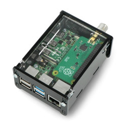 Obudowa do Raspberry Pi 4B i TV HAT tuner DVB-T - czarno-przezroczysta