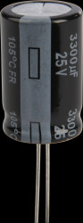 EEUFR1E332 Electrolytic capacitor, radial, 3300 µF, 25 V, 105°C, low ESR