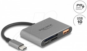 91016 USB-C™ Card Reader for SD and Micro SD memory cards + USB 10 Gbp