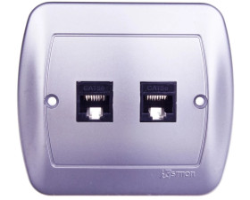 Simon Akord Gniazdo komputerowe podwůjne 2xRJ45 kat.5e aluminium metalizowane AF52/26
