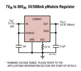 36V, 500mA Step-Down DC/DC µModule (Power Module)